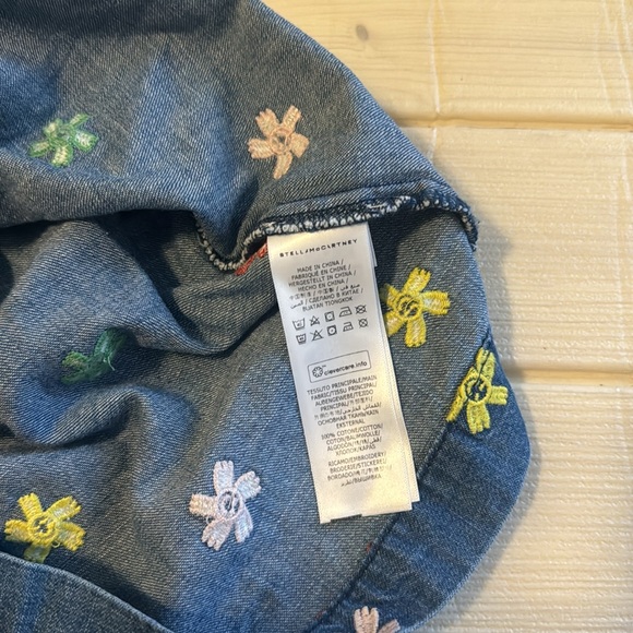 Kids Stella McCartney kids dress smily flowers denim dress NWT - Picture 6 of 10